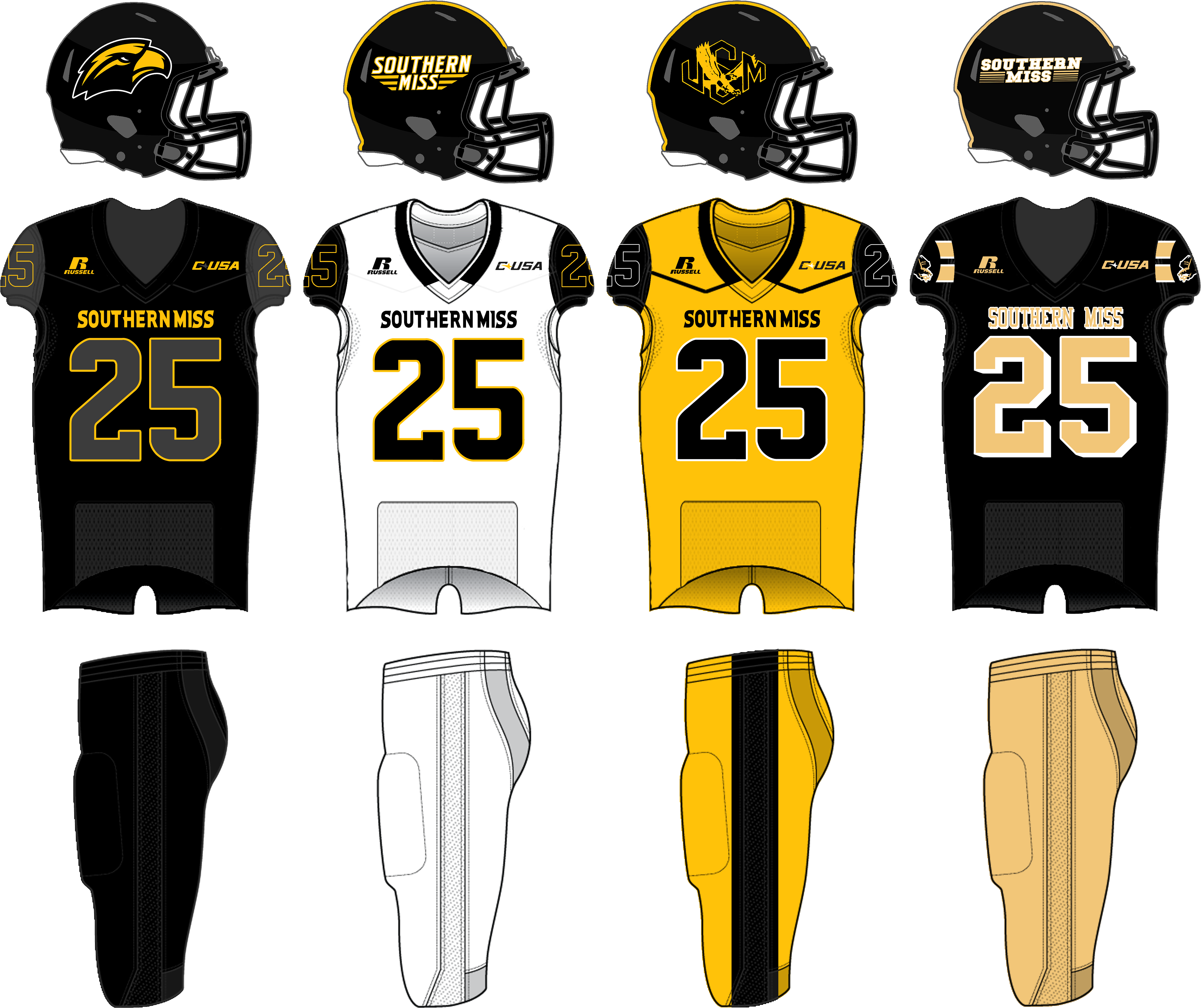 Usm Pre 2017 Unis - Southern Miss Football Uniforms 2018 (4321x3648), Png Download