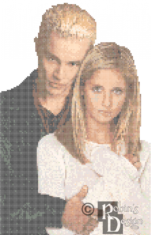 Buffy The Vampire Slayer And Spike Cross Stitch Pattern - Buffy The Vampire Slayer Cross Stitch Pattern (900x900), Png Download