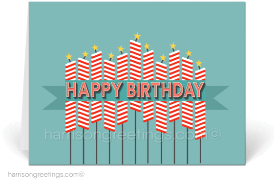 Retro Happy Birthday Cards For Customers - Greeting Card (560x417), Png Download