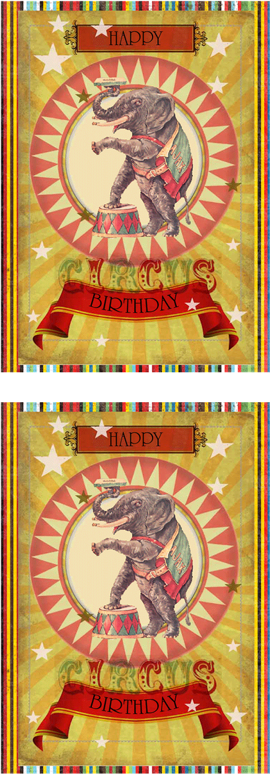 Circus Card Happy Birthday Circus Label From"http - Vintage Circus Birthday Card (1237x1600), Png Download
