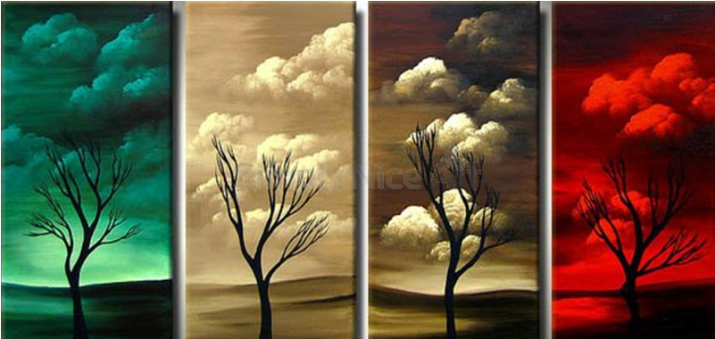 312 Image Dying Tree 4 Pieces Set Painting - Modern Art. Original Landscape Painting - 'four Seasons' (800x800), Png Download