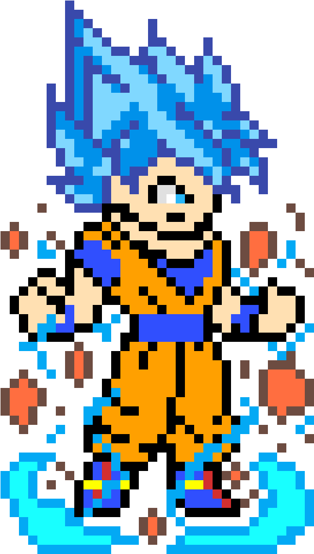 Super Saiyan Blue Goku - Pixel Art Goku Ssj Blue (648x1170), Png Download