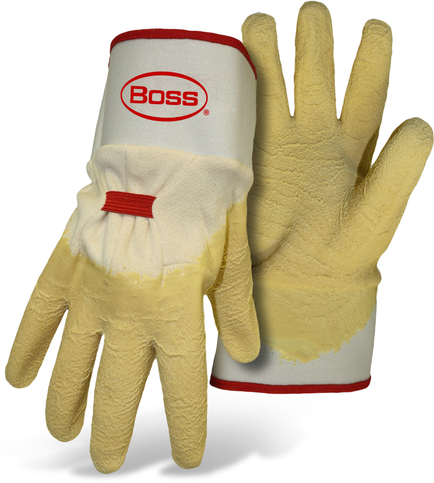 Boss® Power Grip ™ Latex Dipped - Boss Gloves 8424 Power Grip Yellow (896x993), Png Download