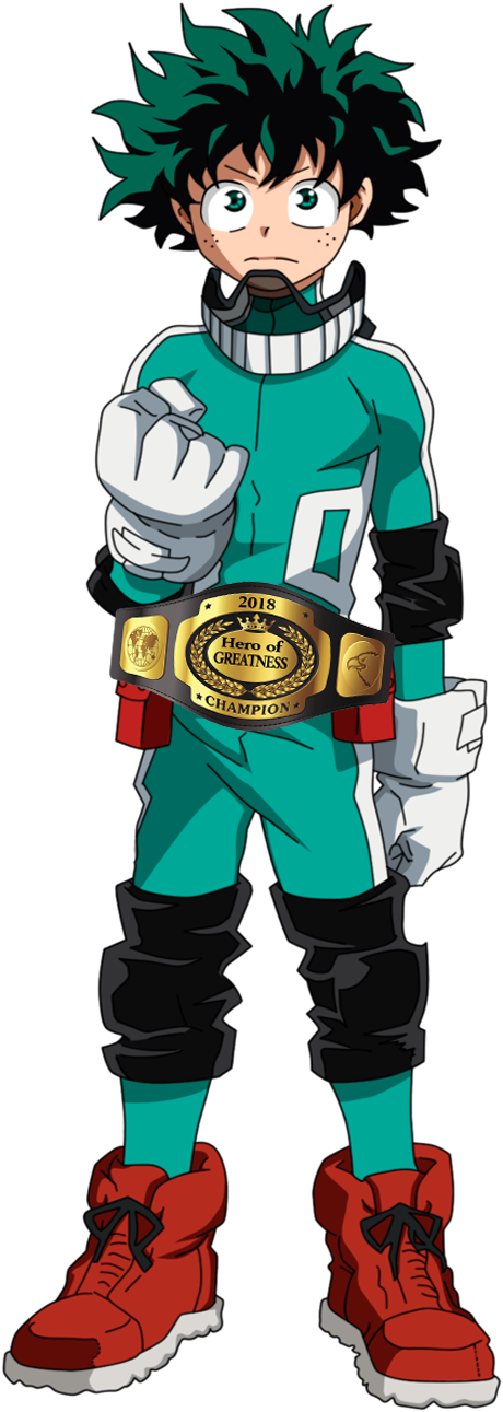 0 1520397004585 Hero Of Greatness Champion Belt Of - Boku No Hero Academia Midoriya Png (600x1307), Png Download