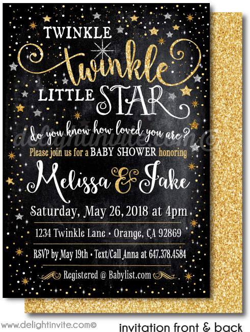 Twinkle Twinkle Little Star Baby Shower Invitations - Greeting Card (497x675), Png Download