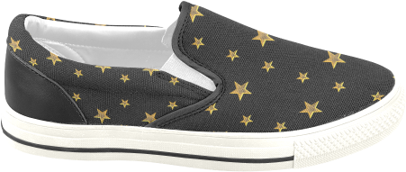 Twinkle Twinkle Little Star Gold Stars On Black Women's - Slip-on (500x500), Png Download