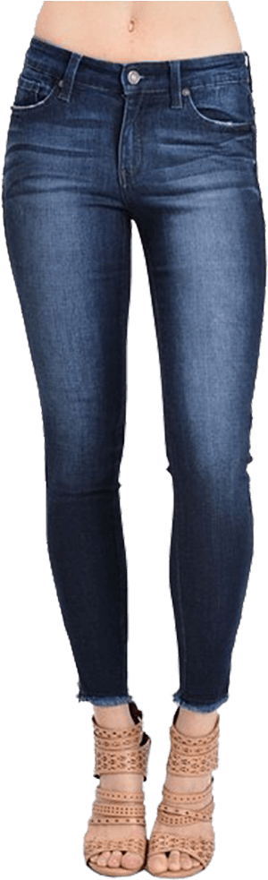 Jeans With Fringed Ankles (664x1000), Png Download
