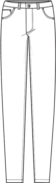 Skinny Jeans Technical Drawing - Pocket (500x791), Png Download