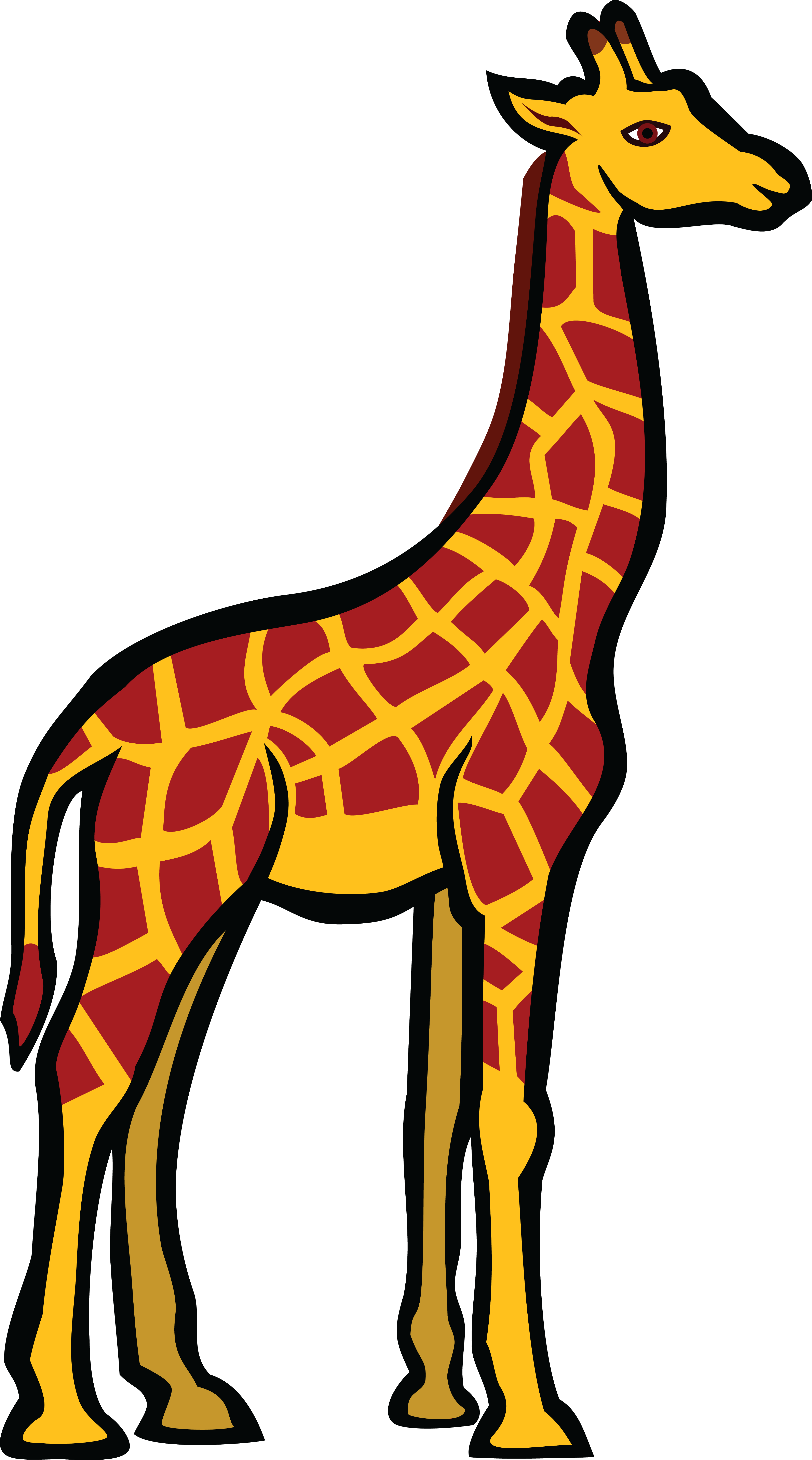 Free Clipart Of A Giraffe - Coloured Picture Of Giraffe (4000x7188), Png Download