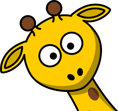 Giraffe Head Tilted - Hawaiian Giraffe Cartoon Shower Curtain (400x377), Png Download