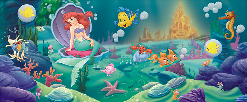 Little Mermaid Wall Mural Uk (853x853), Png Download
