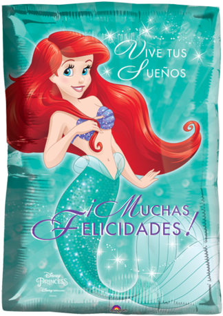 Princesa Sirenita Juniorshape Globo Metálico - Caderno Colegial Capa Dura Tilibra Princesas 8 Matérias (480x480), Png Download