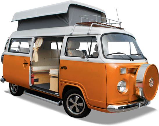 Orange Volkswagen Camper Van - Volkswagen T2 Png (570x468), Png Download