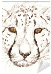 Colored Pencil Sketch Of A Cheetah Wall Mural • Pixers® - Leoparder Som Man Kan Rita (400x400), Png Download