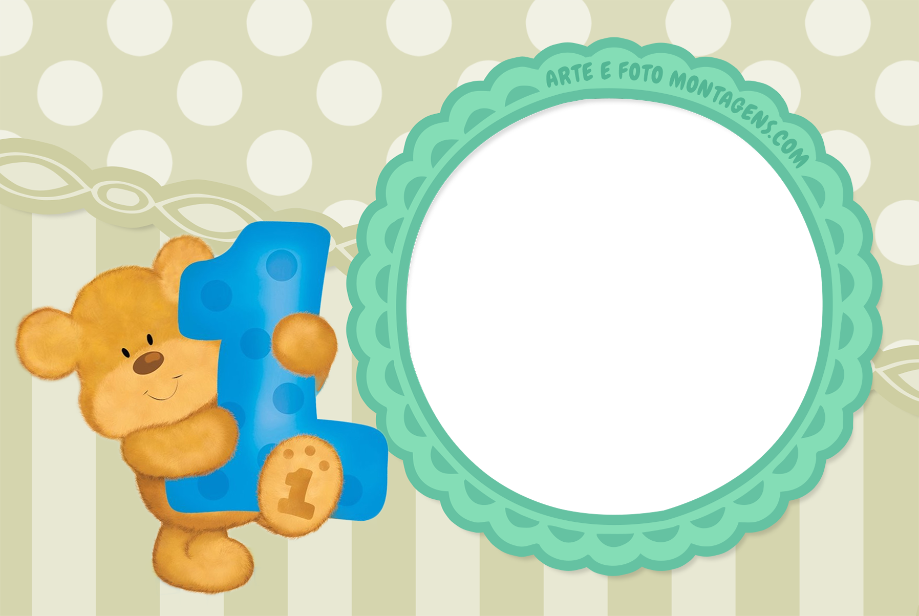 Montagem Para Fotos - Bear's 1st Birthday Boy Party Invitations (1795x1203), Png Download