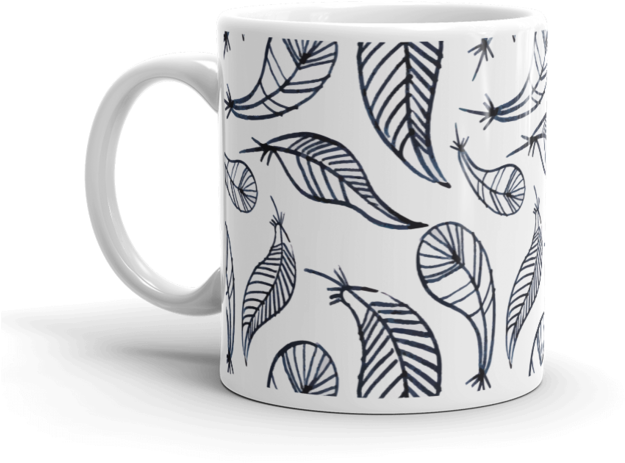 Tribal Feathers ~ ❤️positive Mugs - Simple Drawing Of Blue Boho Feathers Backpack (735x735), Png Download