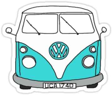 Retro Blue Vw Van By Rileyr21 Dibujos Tumblr Png, Pegatinas - Hippie Van Sticker (375x360), Png Download