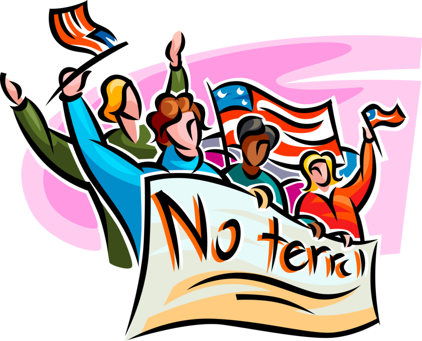 Vector Illustration Of Protesters With Protest Banner - New York City (866x700), Png Download