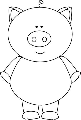 Black And White Pig Clip Art - Magnifying Glass (340x500), Png Download