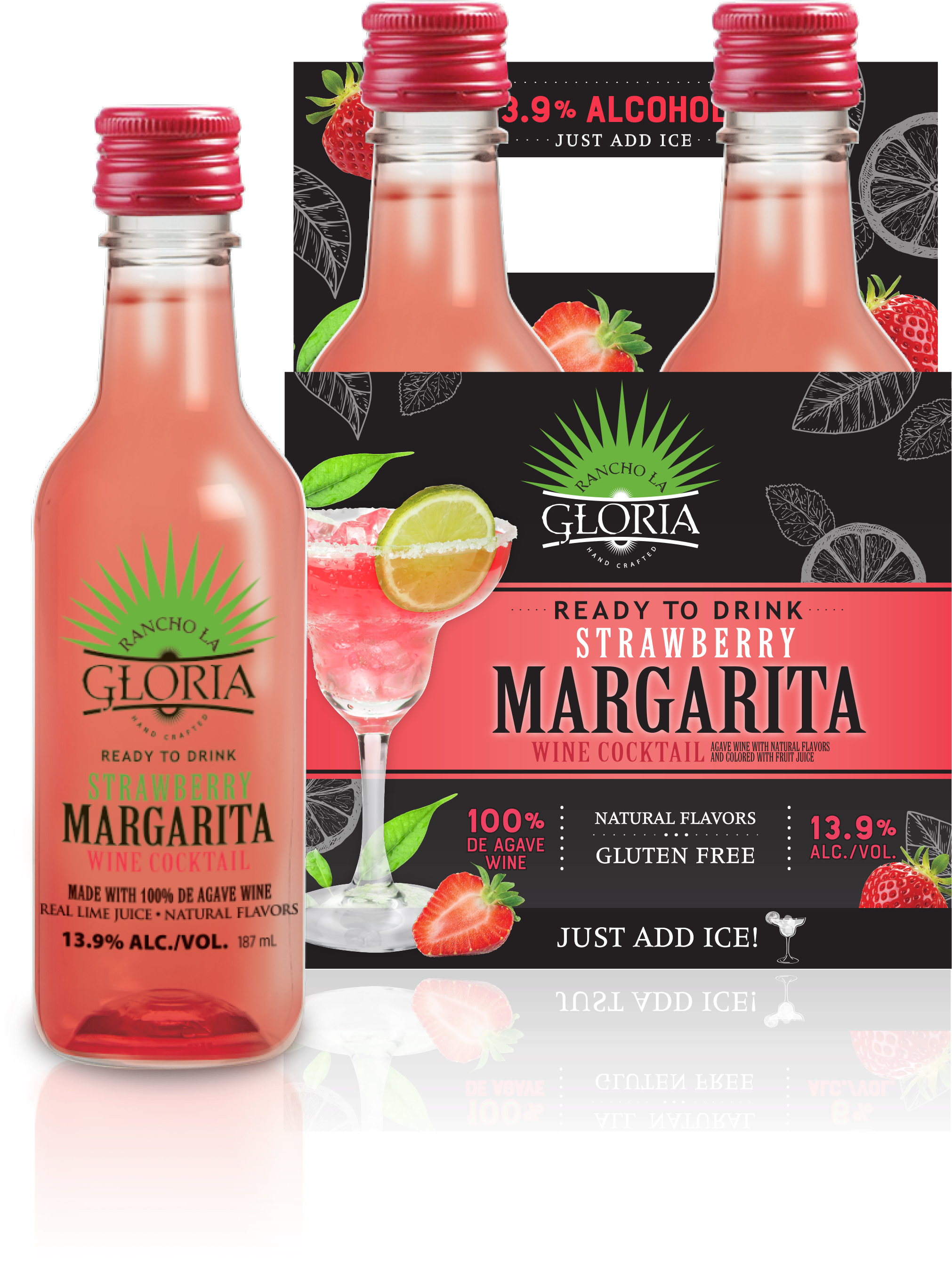 Strawberry Margarita Wine Cocktail 4 Pack 187 - Gloria Margarita Wine Cocktail (2151x2879), Png Download
