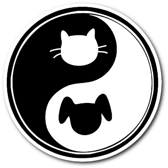 Cat Dog Yin Yang 3" X 3" Vinyl Die Cut Sticker - Ying Yang Cats (600x600), Png Download