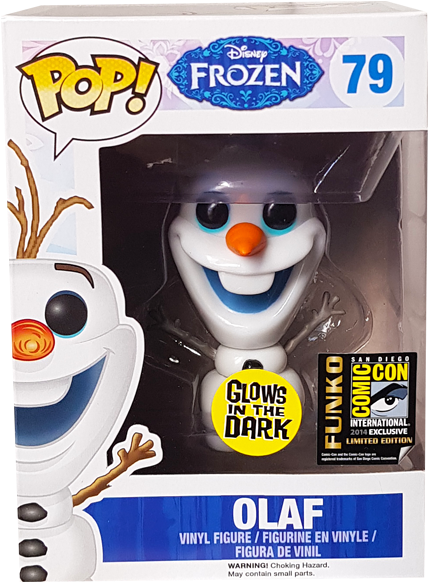 Olaf Glow Sdcc 2014 Exclusive Pop Vinyl Figure - Frozen - Olaf Glow In The Dark Pop! Vinyl Figure (600x600), Png Download