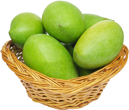Our Mangoes Taste Best When You Eat Like No One Is - Green Mango With Leaf (582x436), Png Download
