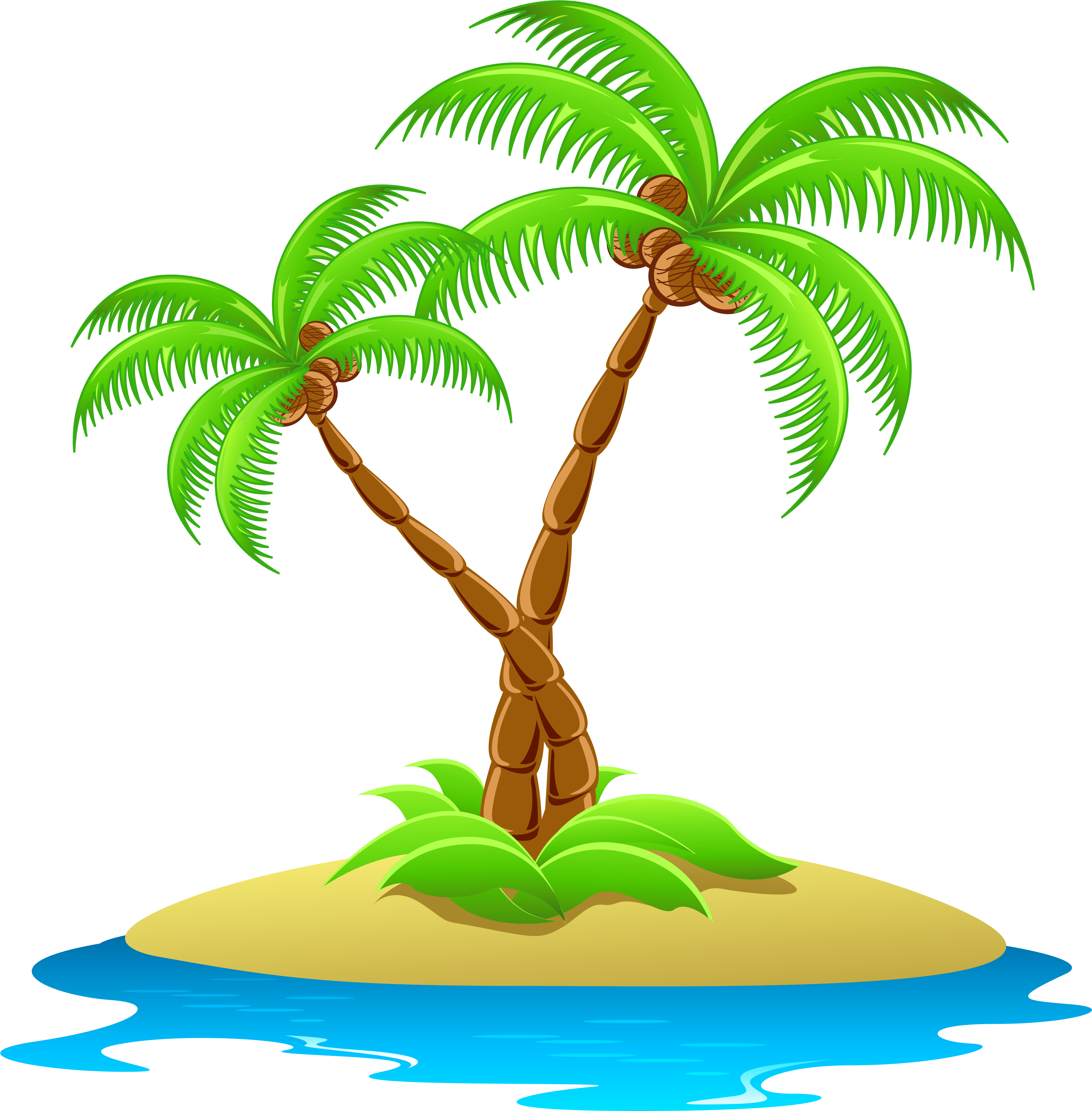 Coconut Clipart Clear Background - Island Clipart (4353x4138), Png Download