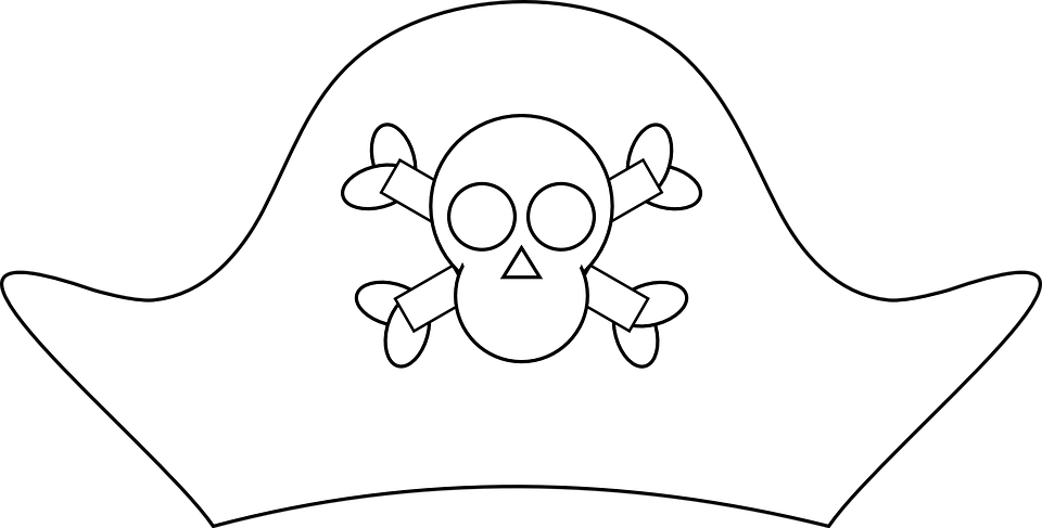 Pirate Hat, Skull And Crossbones - Pirate Hat Colouring Page (960x487), Png Download