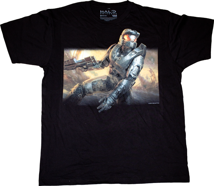 Halo Master Chief Black T-shirt (700x606), Png Download