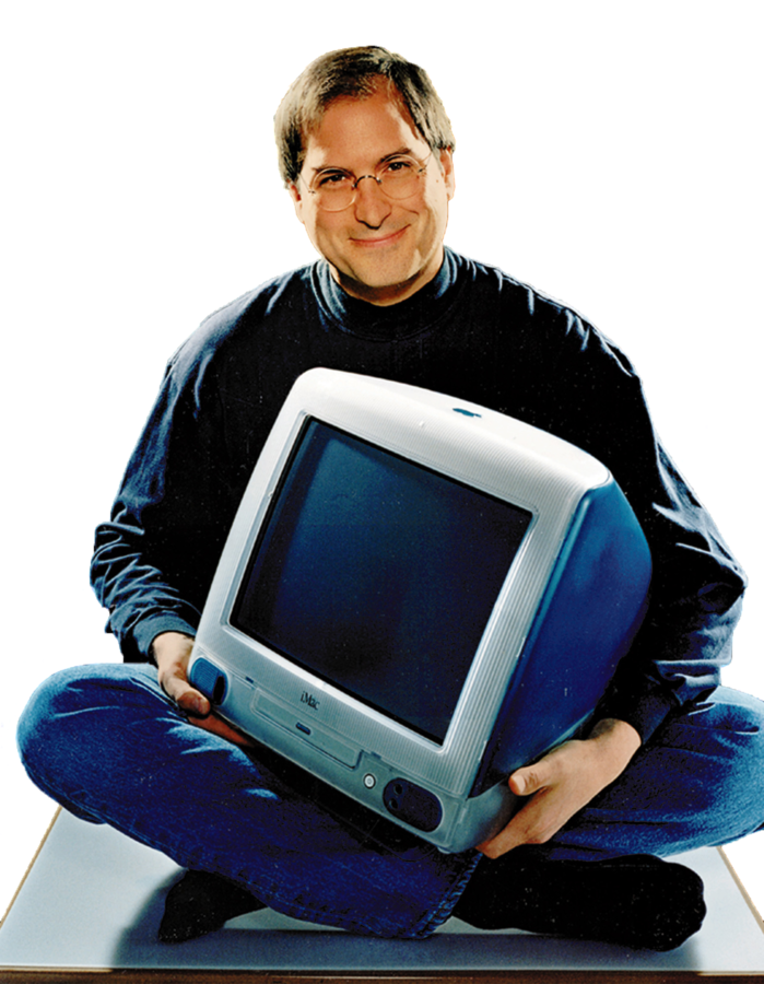 Steve Jobs With Imac G3 Blue - Jonathan Ive Apple Designer (699x900), Png Download