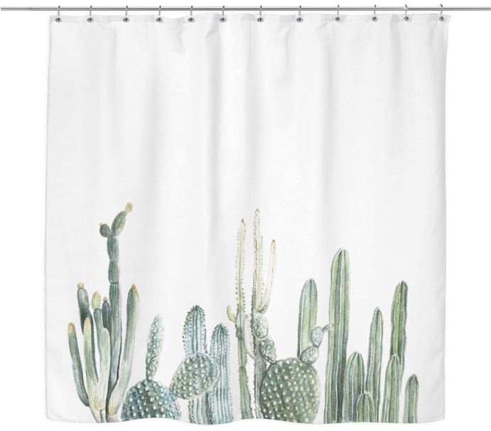 Cactus Shower Curtain - Cactus Print (690x690), Png Download