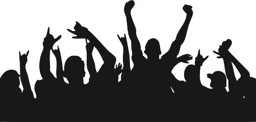 Picture Black And White Crowd Applause Clipart - Youth Silhouette (502x240), Png Download