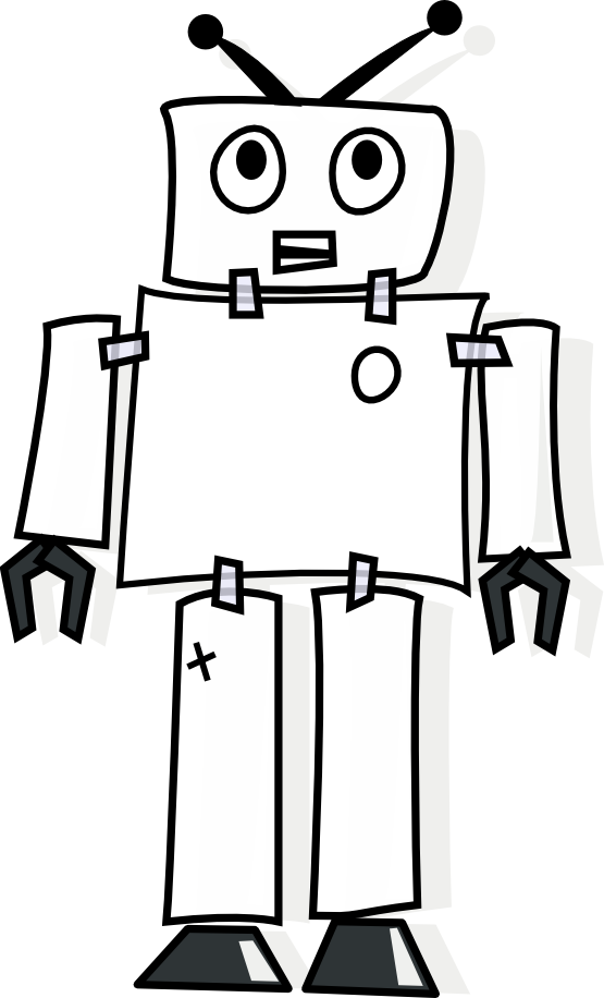 Robot Clipart Halloween - Robot Png Black And White (555x916), Png Download