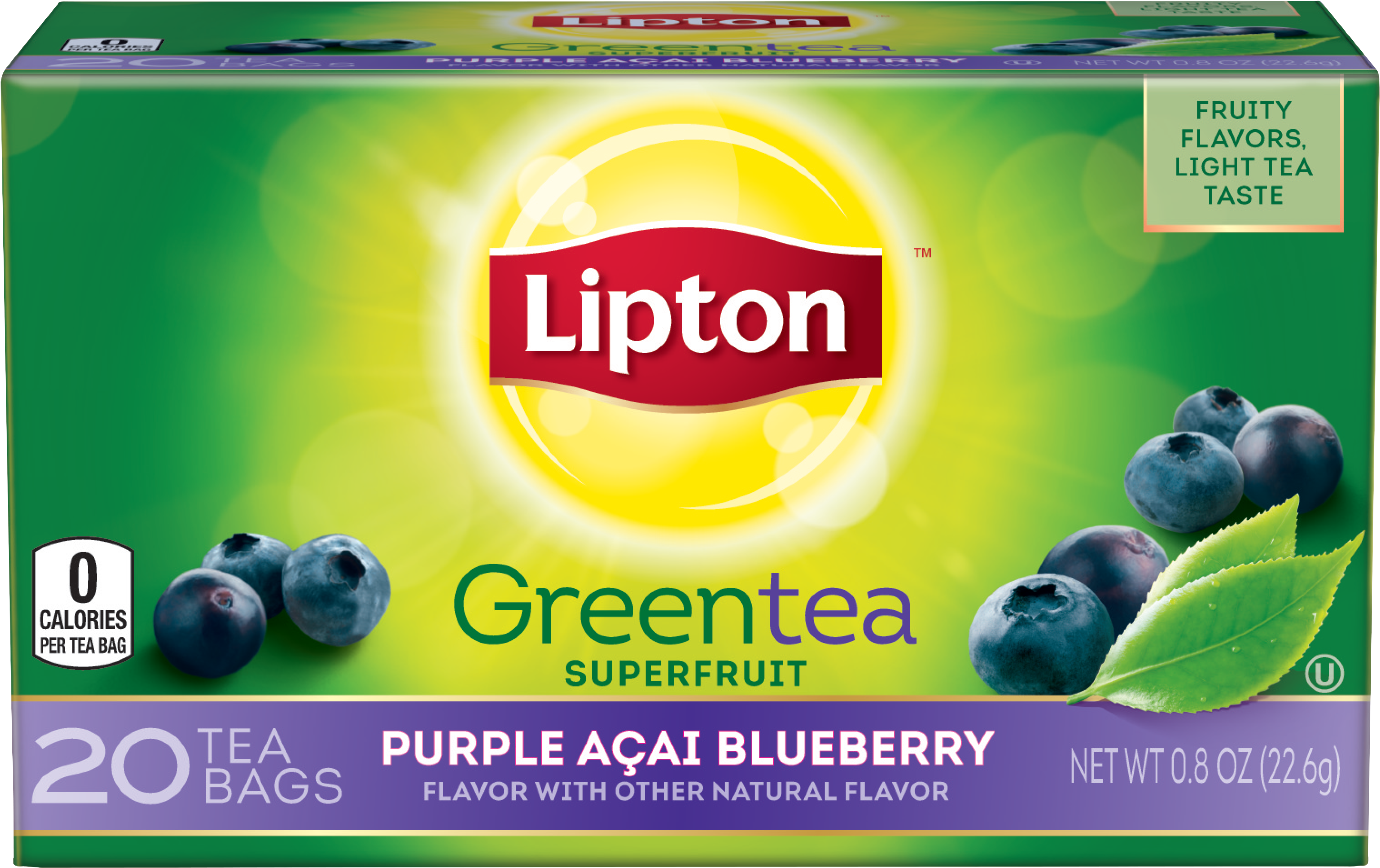 Blueberry Png - Lipton Green Tea Bags, Superfruit, Purple Acai (5000x5000), Png Download