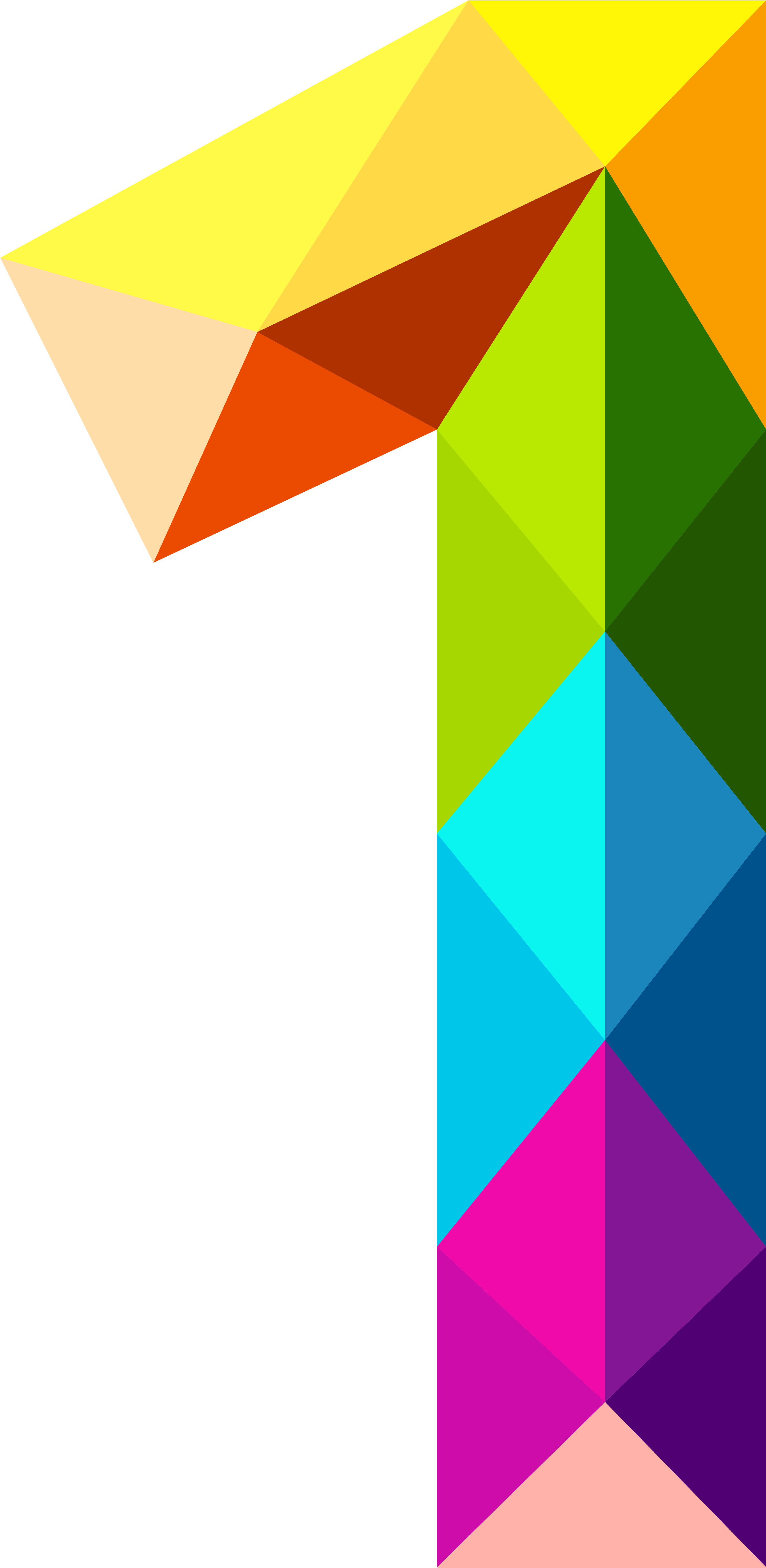 Colourful Triangles Number One Png Clipart Image - Colourful Number One (302x600), Png Download