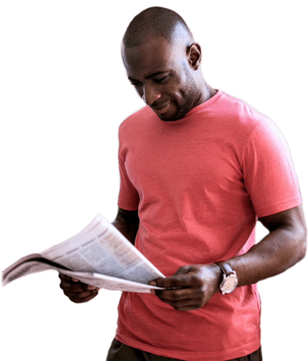Man Reading Newspaper - People Reading Newspaper Png (1386x1184), Png Download