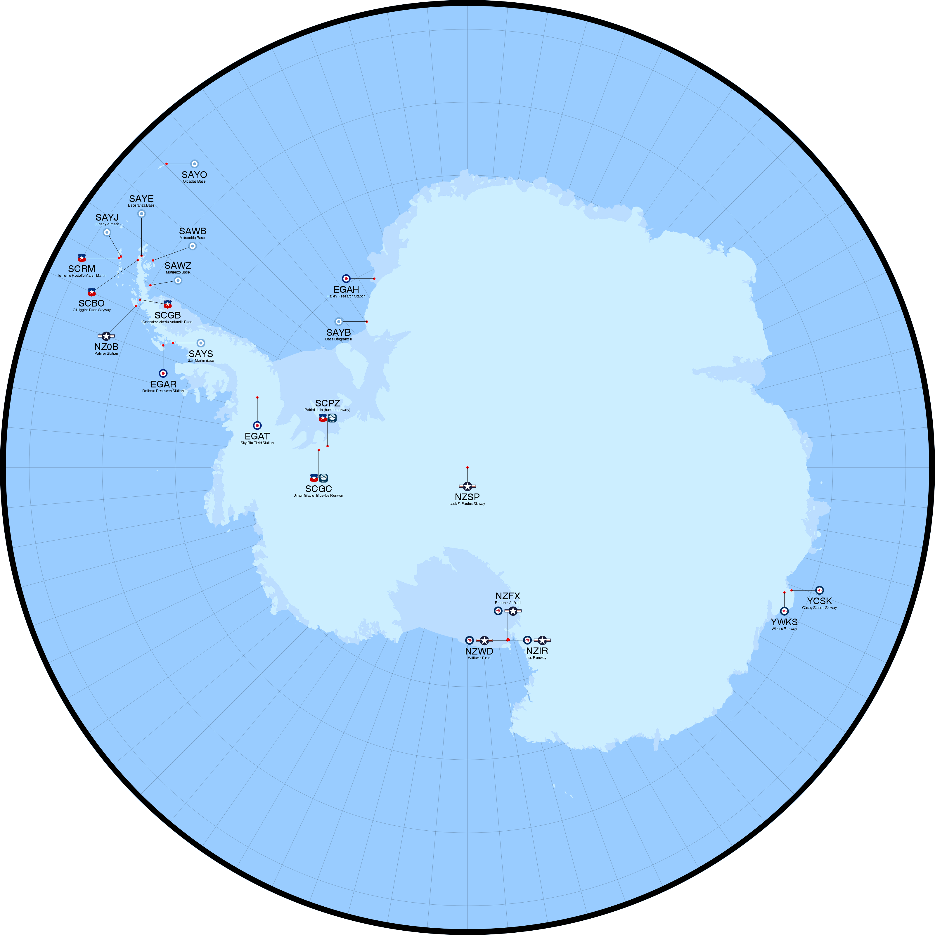 Quality Post[oc] Icao Codes Of Airports In Antarctica (3200x3200), Png Download