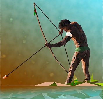 Fisherman, Native, Bow And Arrow - Arrow (354x340), Png Download