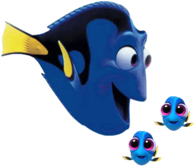 Dory And Her 2 Babies - Dory Finding Nemo (767x675), Png Download