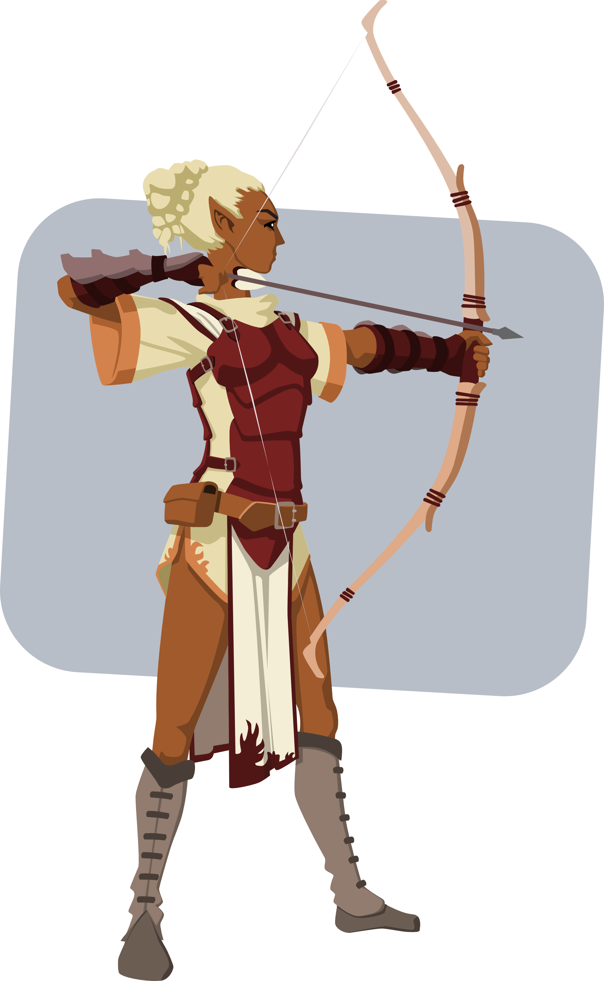 Archer Clipart Cartoon - Dark Skin Elf Girl (958x1555), Png Download