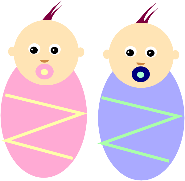 Girl Twin Babies Clipart (600x588), Png Download