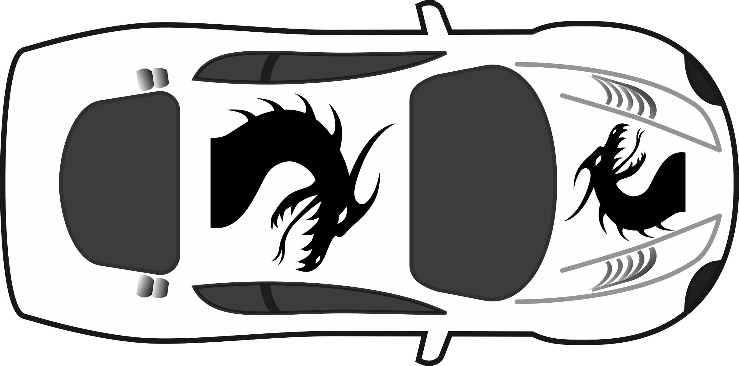 Dragon Paint Job On Car Top View Svg Transparent - Car Clipart Top View (2400x1190), Png Download