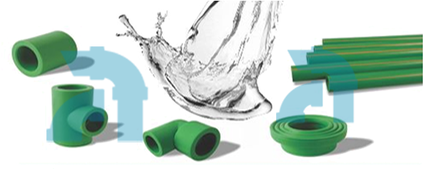 Ppr With Frp Inner Layer Pipes & Fittings - Ceramic (645x236), Png Download