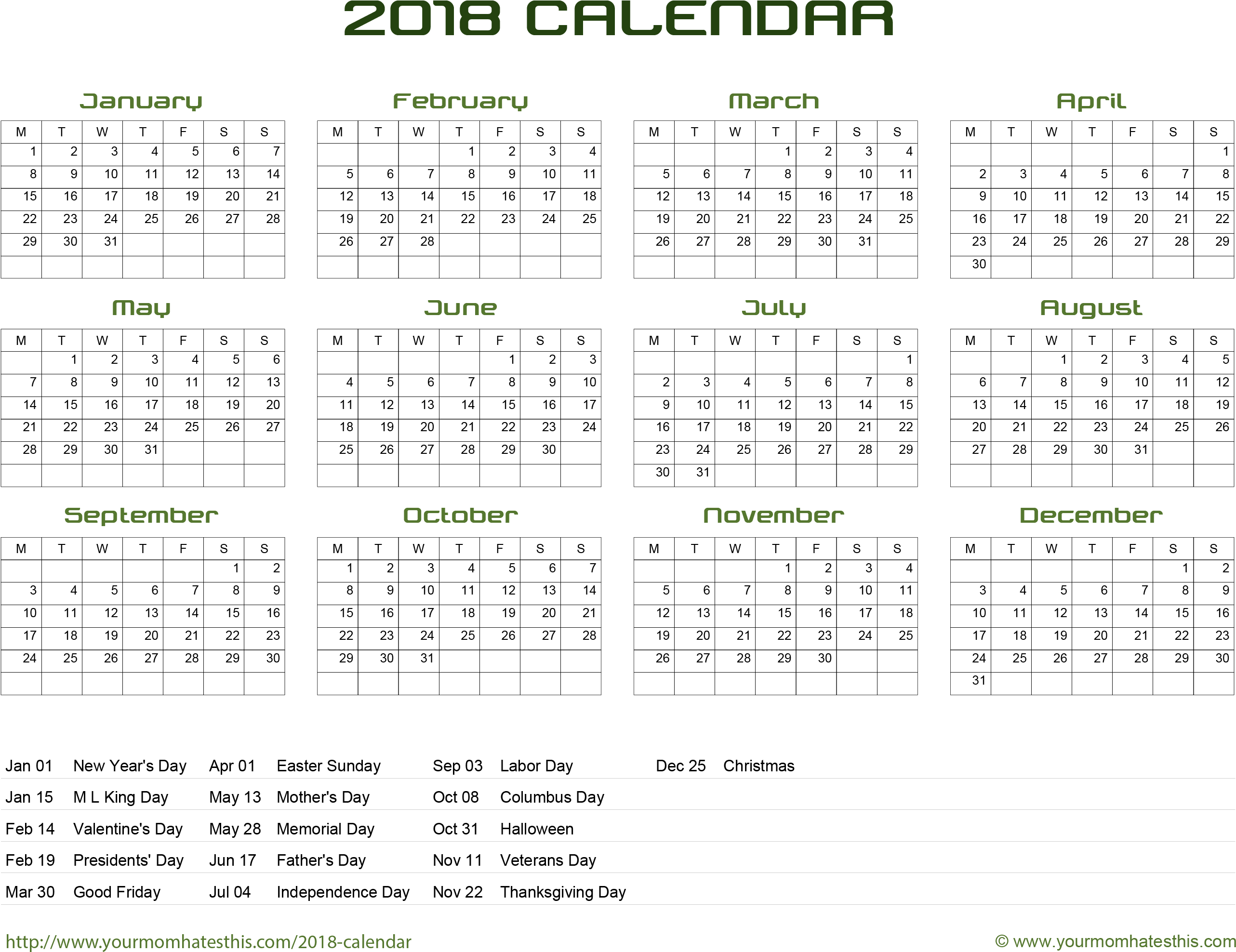 Calendar Png 2018 Download Free Download - Number (2941x2146), Png Download