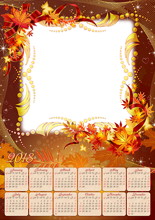 Magic Autumn Leaves - Фото Календарь Рамка 2018 (318x450), Png Download