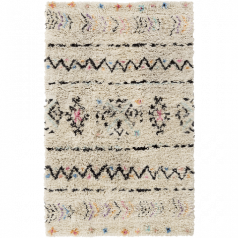 Aura Rug, Sorbet - Surya Riad Rid-3003 1'6" Corner Sample Cream, Black (480x480), Png Download