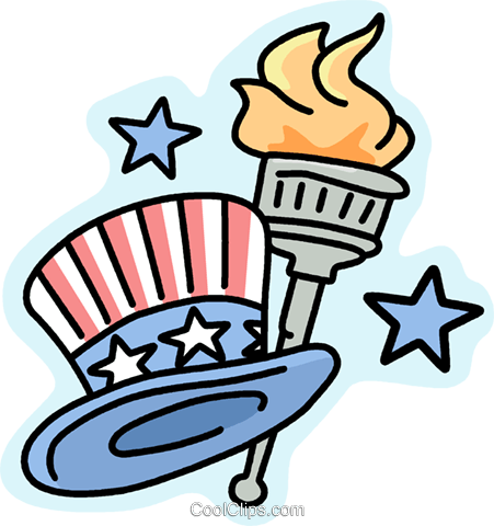 Uncle Sam's Hat And Torch Royalty Free Vector Clip - America The Beautiful Clip Art (451x480), Png Download