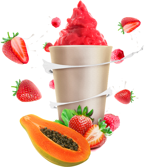 Helado De Fruta Png - Strawberry Yogurt Smoothie Png (1024x708), Png Download