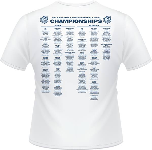 2017 Njcaa Swim & Dive Championship White T-shirt - Active Shirt (600x592), Png Download